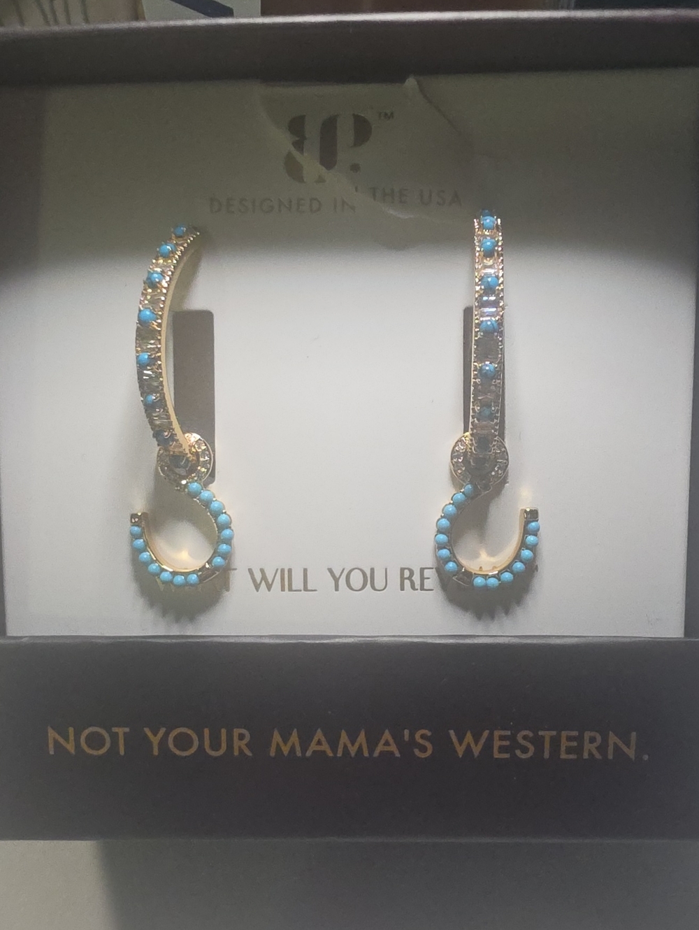 BP_ Outlaw Collection Turquoise Stone Gold Hoop Earrings -